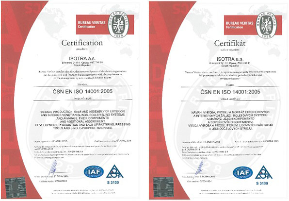Certyfikat EN ISO 14001